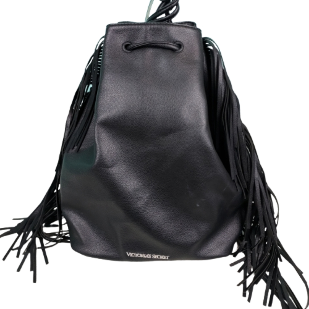 Victoria's Secret leather bucket/backpack bag, 14x11x7, black